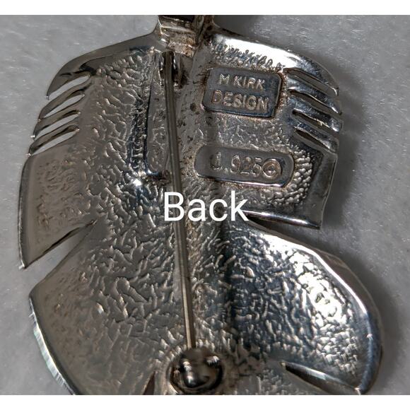 Michael Kirk Designs Lapis lazuli and Turquoise SS Leaf pattern pin/pendant - Picture 6 of 9